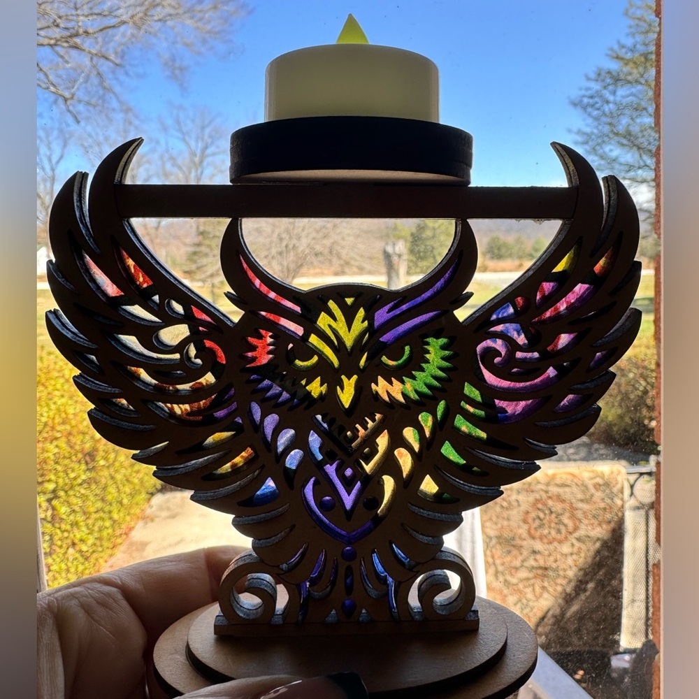 One Hand crafted by me wood dbl layer Tea light candle holder made to order
